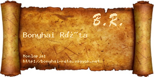 Bonyhai Réta névjegykártya